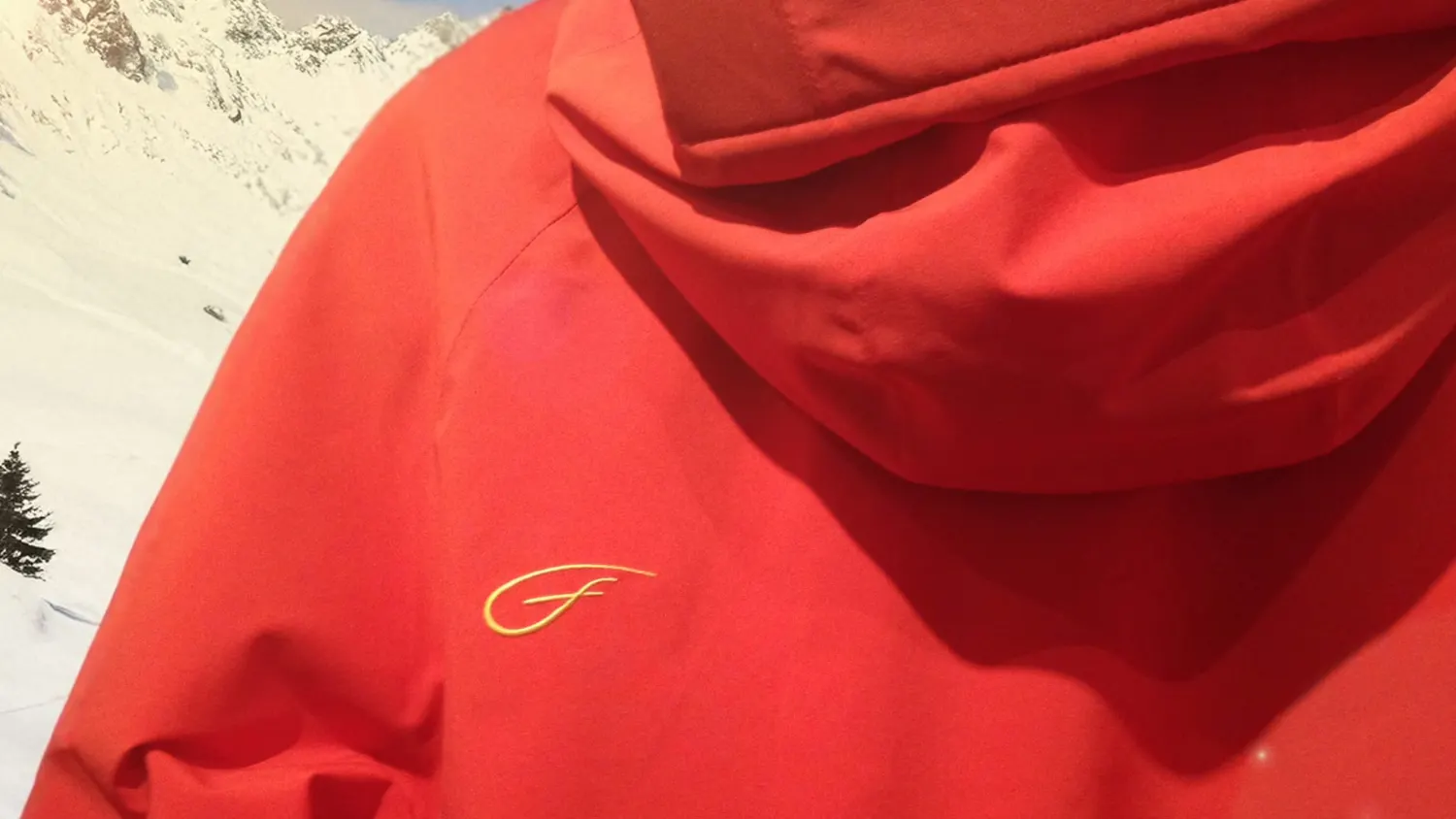 Red Five Seasons ski jacket with the new F symbol