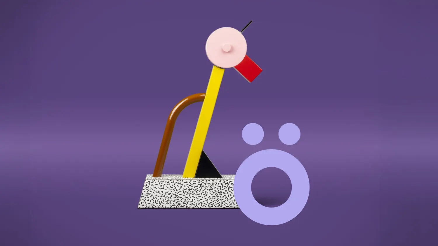 Design object and the Röhsska ö symbol on a purple background